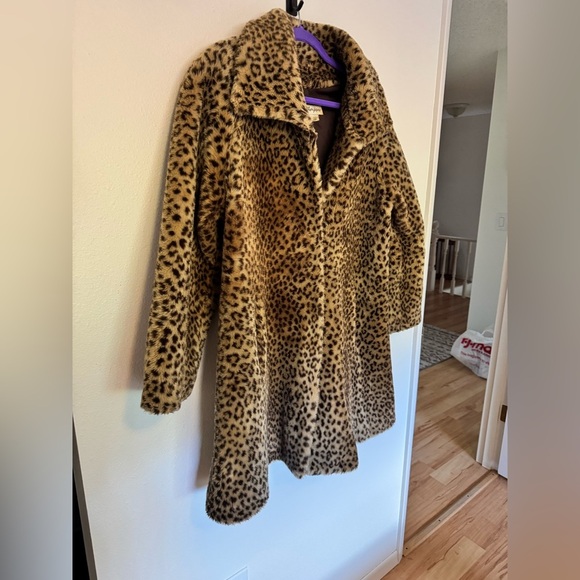 VTG Norm Thompson Faux Fur Coat Oversized Leopard Cheetah Size Small EUC - Picture 2 of 11